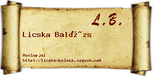 Licska Balázs névjegykártya